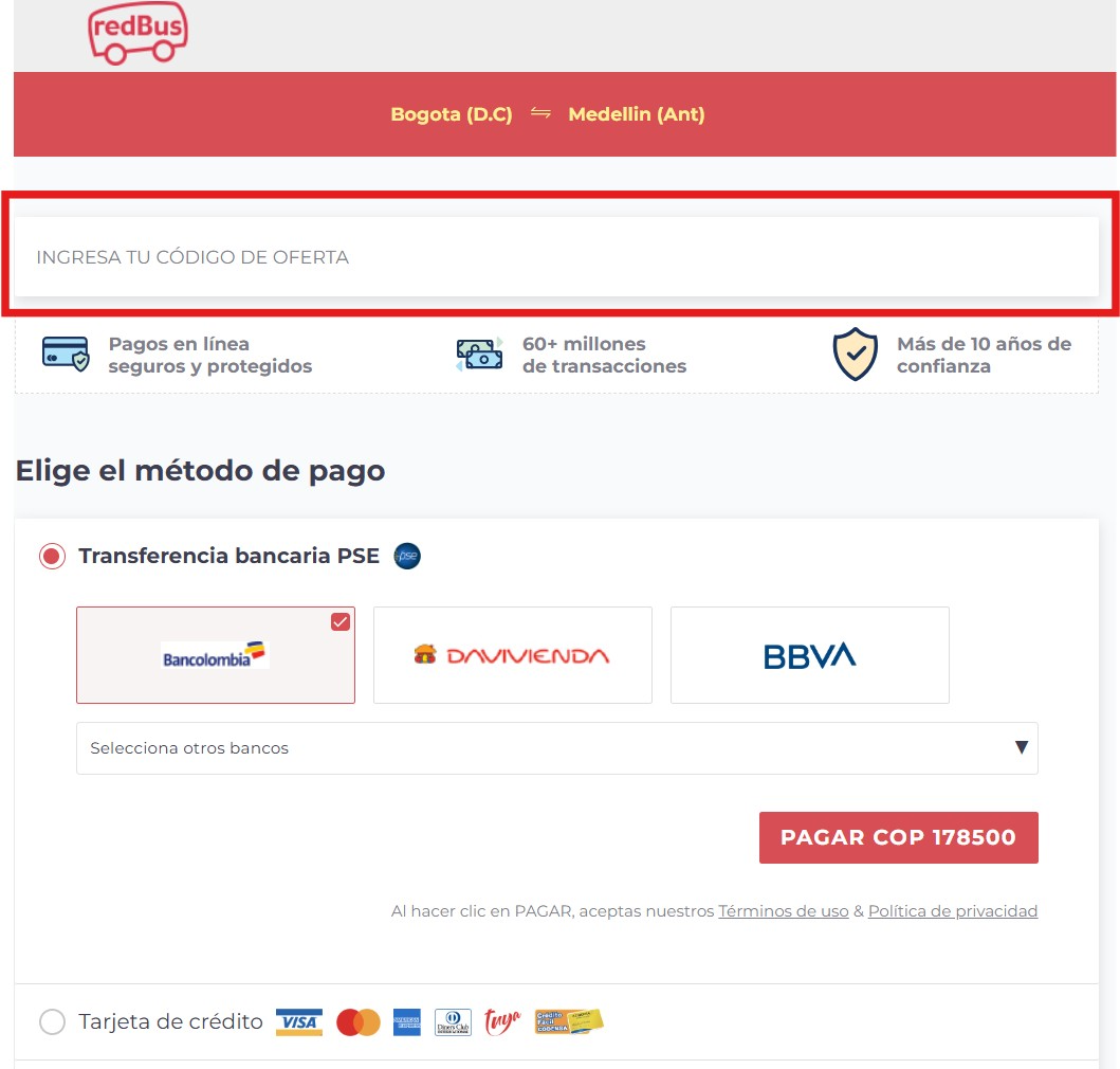 Descuento Código Descuento RedBus